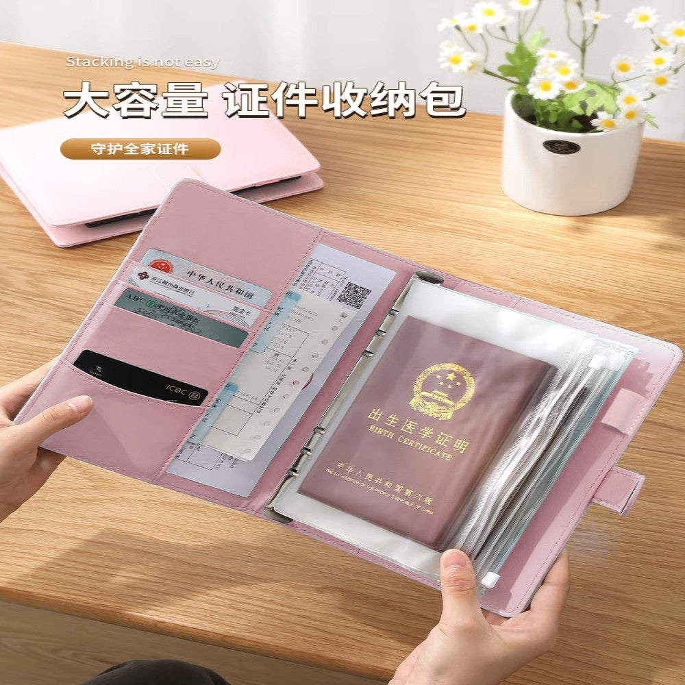 Family ID storage bag certificate invoice file instruction manual loose leaf storage book baby birth certificate vaccine book household registration book folder document bag room book passport card pa image 1