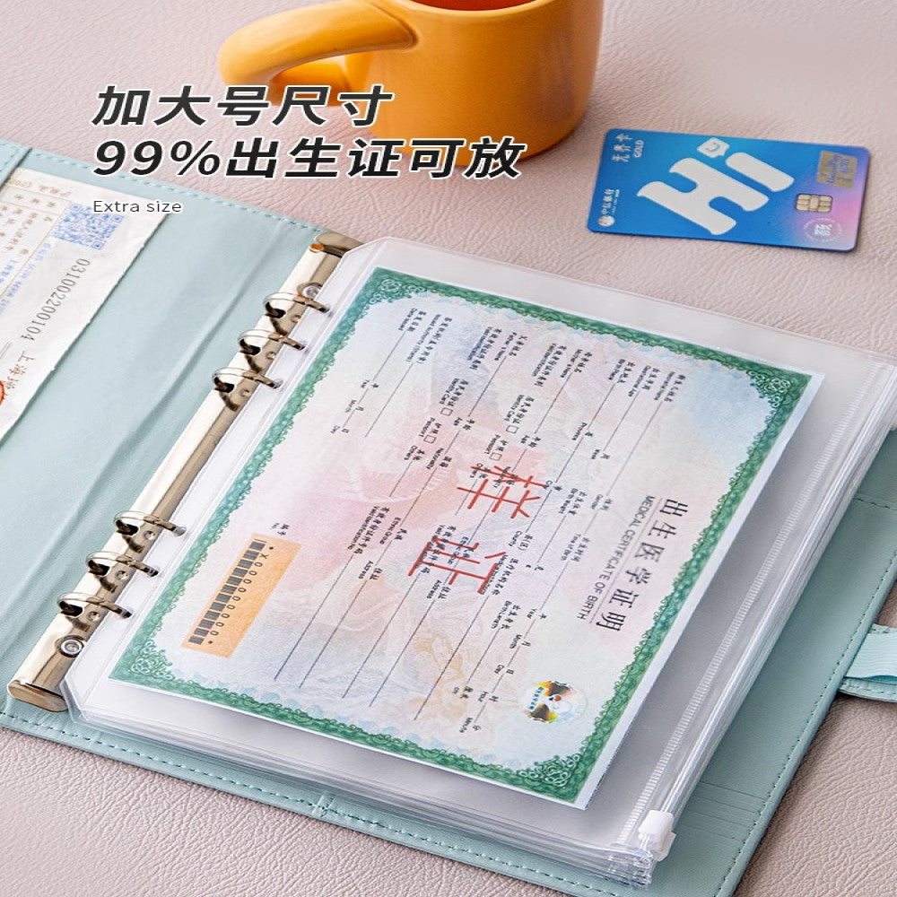 Family ID storage bag certificate invoice file instruction manual loose leaf storage book baby birth certificate vaccine book household registration book folder document bag room book passport card pa image 2
