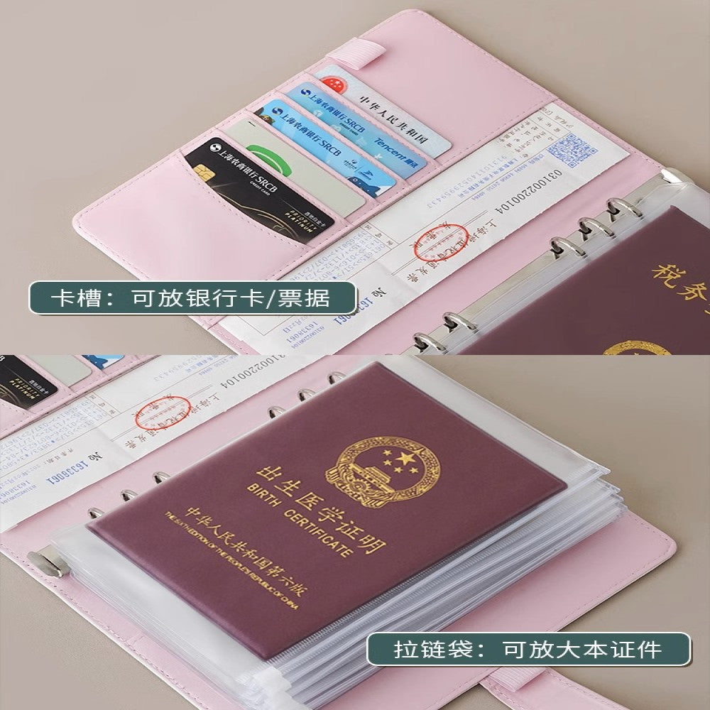 Family ID storage bag certificate invoice file instruction manual loose leaf storage book baby birth certificate vaccine book household registration book folder document bag room book passport card pa image 3