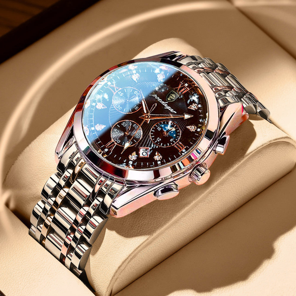 New Swiss men s fully automatic mechanical watch for male students Korean version fashion trend waterproof luminous calendar watch image 1