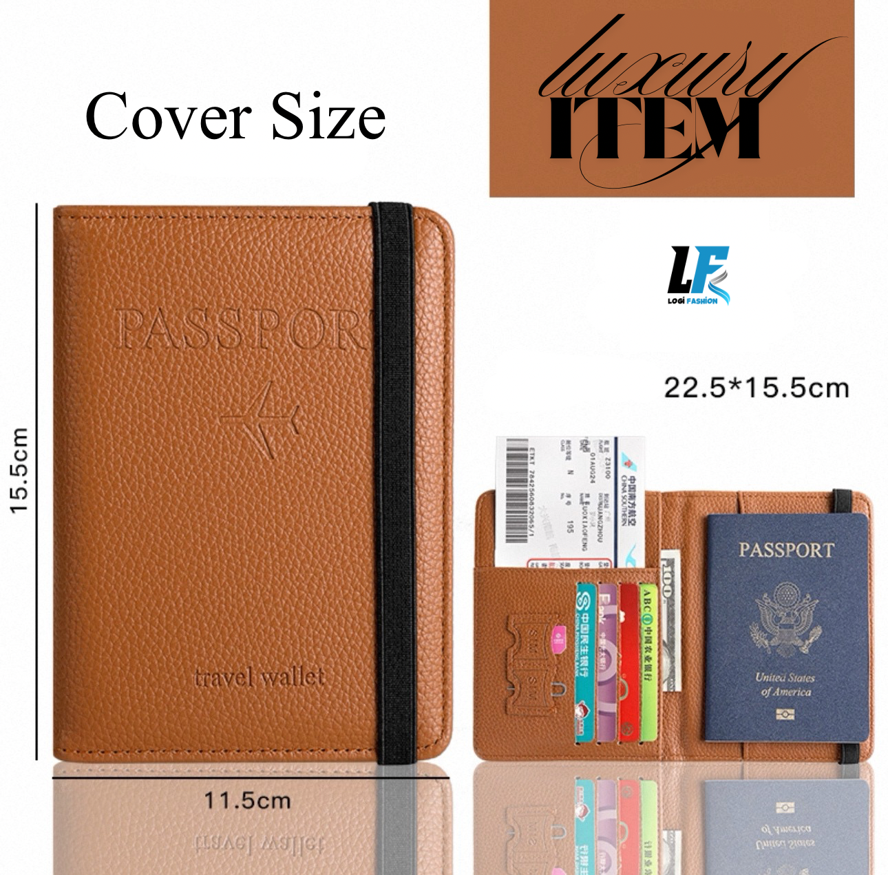 Logi Fashion Overseas Travel Document Card Bag Cover Passport Bag Protective Cover Anti-Theft Document Cosmetics Bag Passport Holder Passport