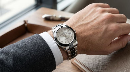 Rolex Datejust Silver Sunburst Dial Two-Tone Diamond Markers Watch