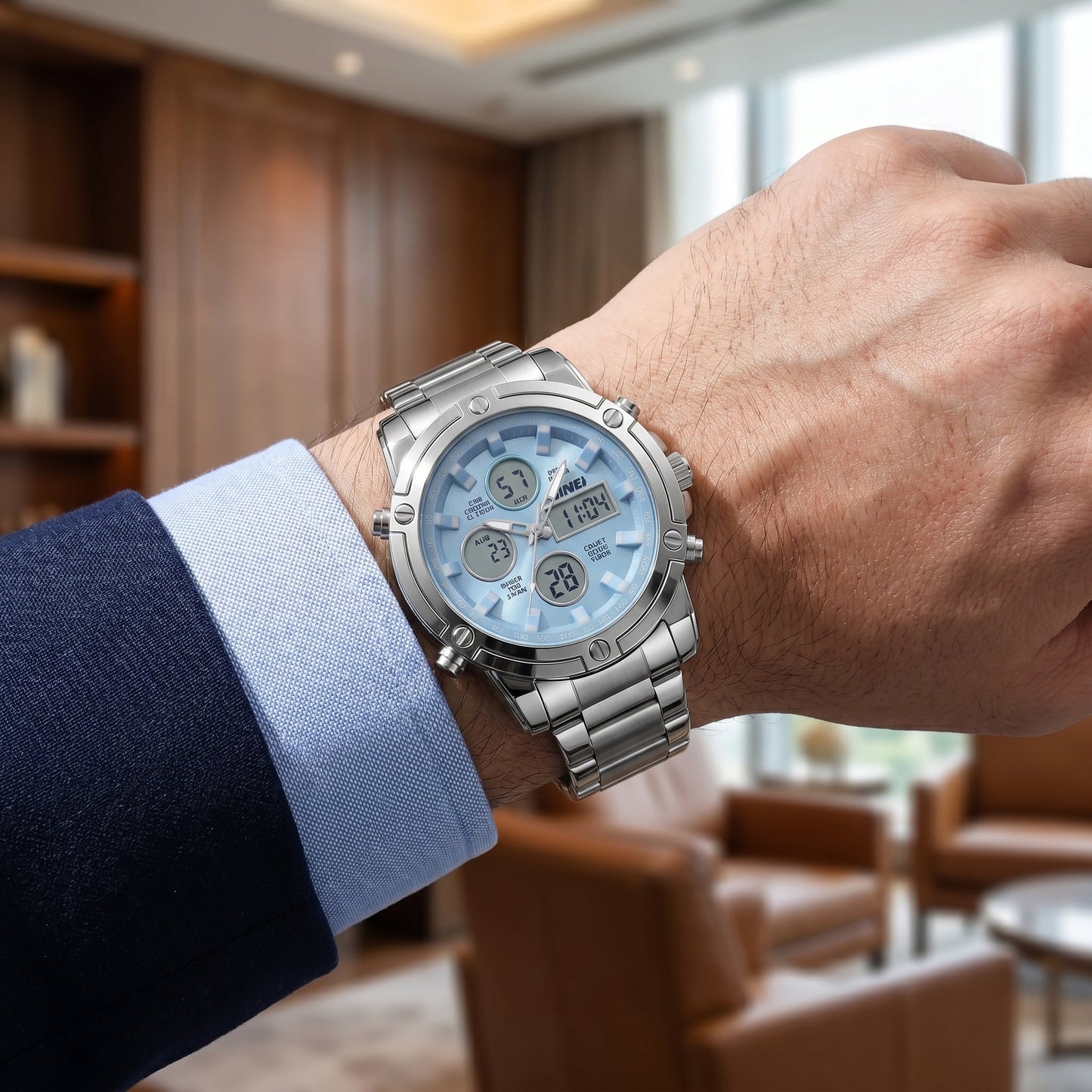 SKMEI Heavy Duty Dual Display Steel Chronograph