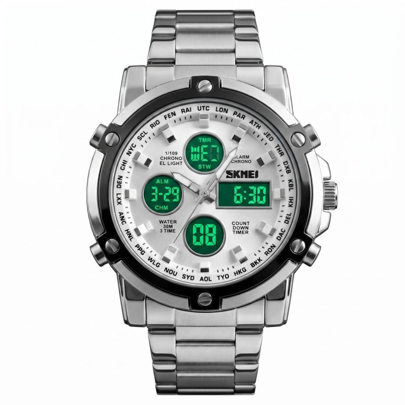 Digital Chronograph Stainless Steel Watch