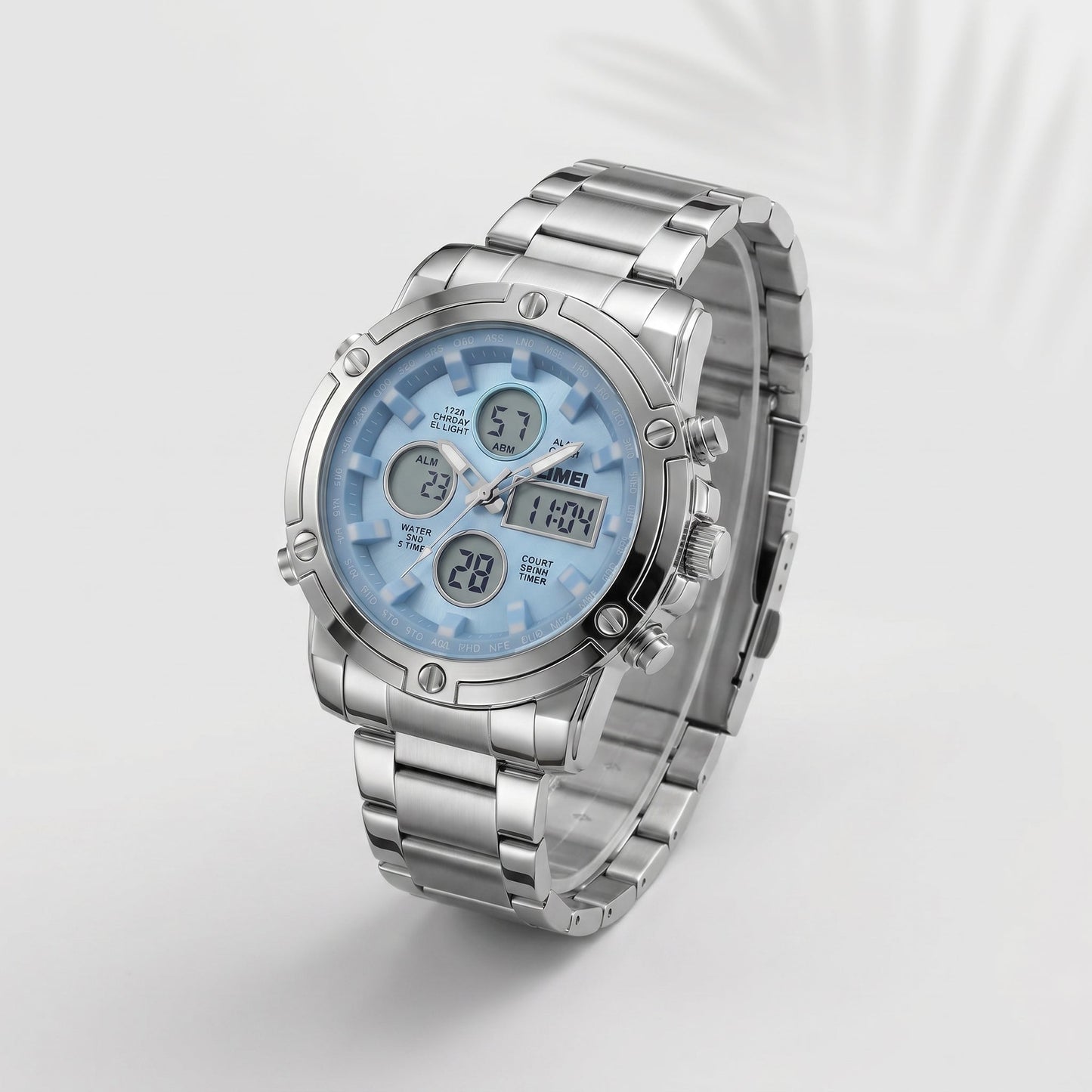 SKMEI Heavy Duty Dual Display Steel Chronograph