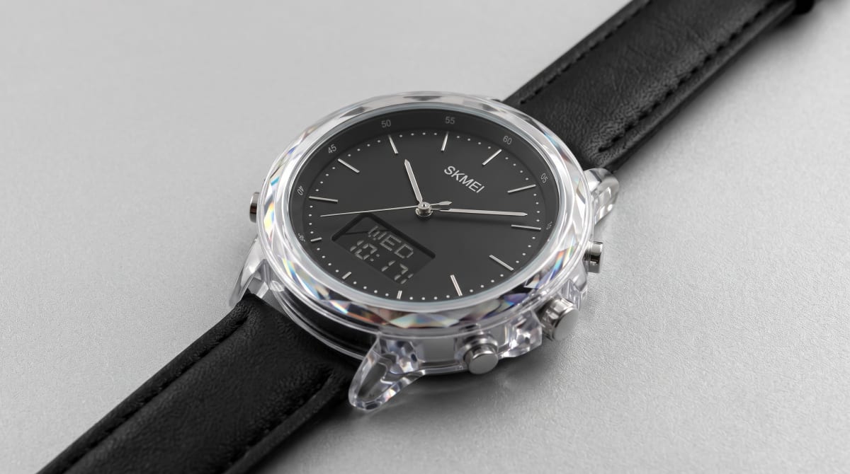 SKMEI Transparent Dual Display Minimalist Watch (Black Dial)
