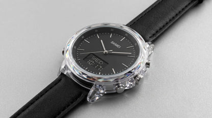 SKMEI Transparent Dual Display Minimalist Watch (Black Dial)