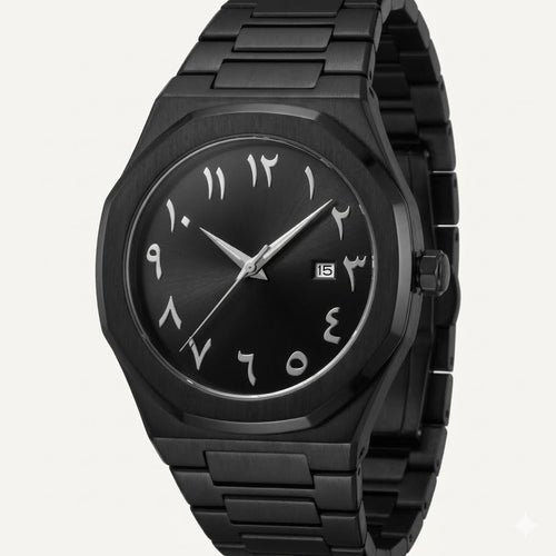 Luxury Arabic Dial Black Stainless Steel Watch